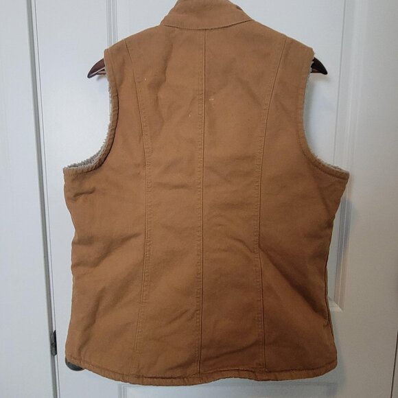 Berne Vest Womens S Tan Brown Fleece Lined Zip Pockets Work Wear Canvas - Picture 7 of 9